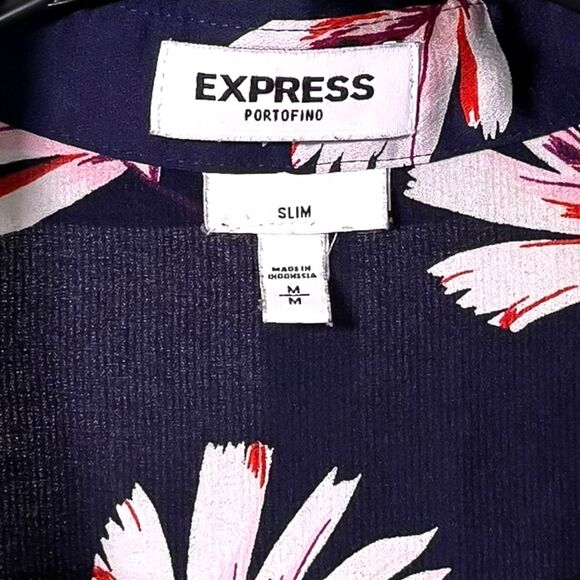 Express Women's Shirt Portofino Button Up Floral Slim Fit Colorful Blouse Top M - Picture 3 of 8